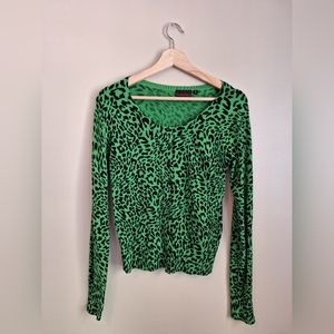 Voodoo Vixen Green Leopard Print Cardigan size small